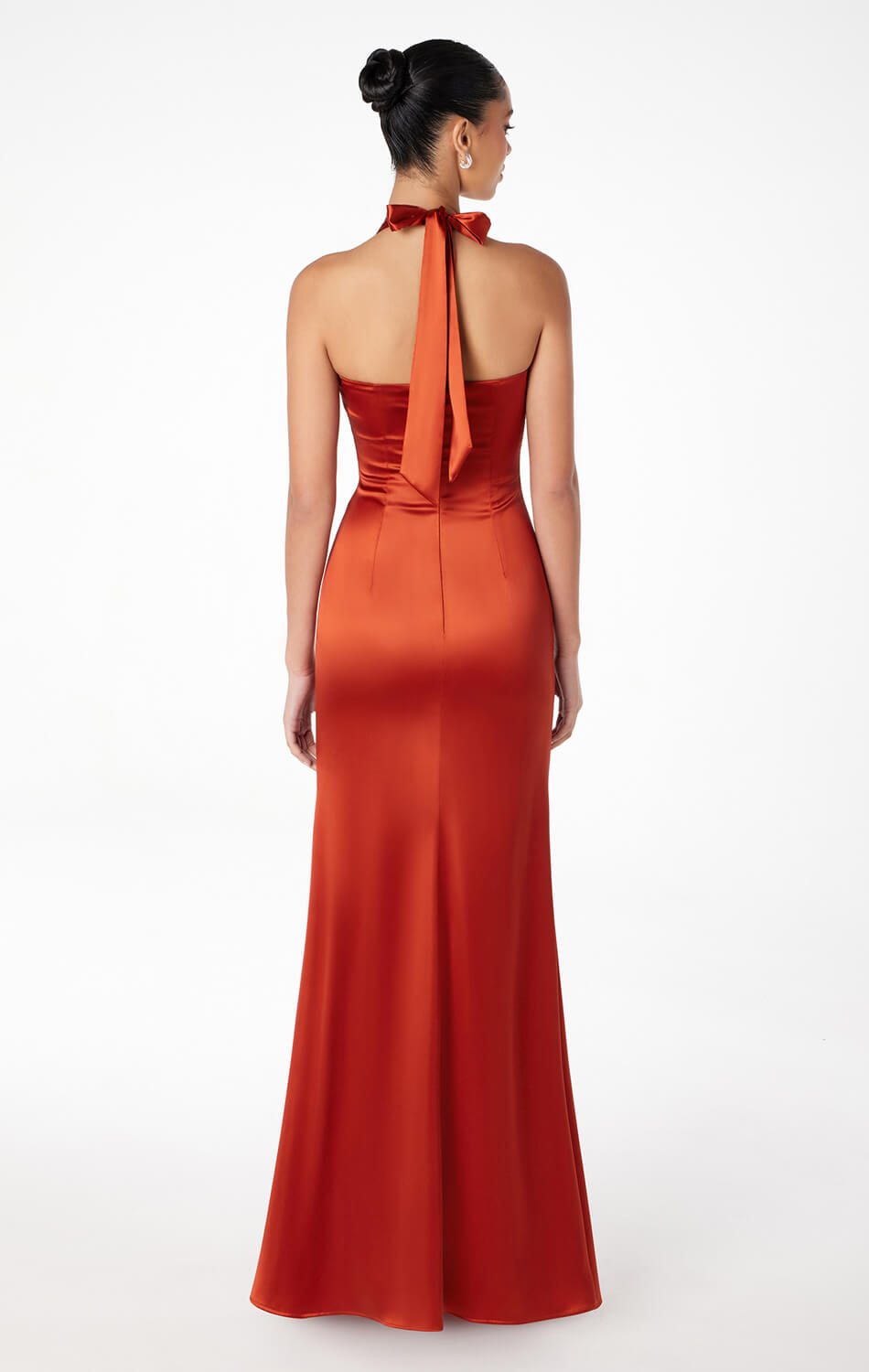 MAREN SATIN HALTER MAXI DRESS-Vavasi