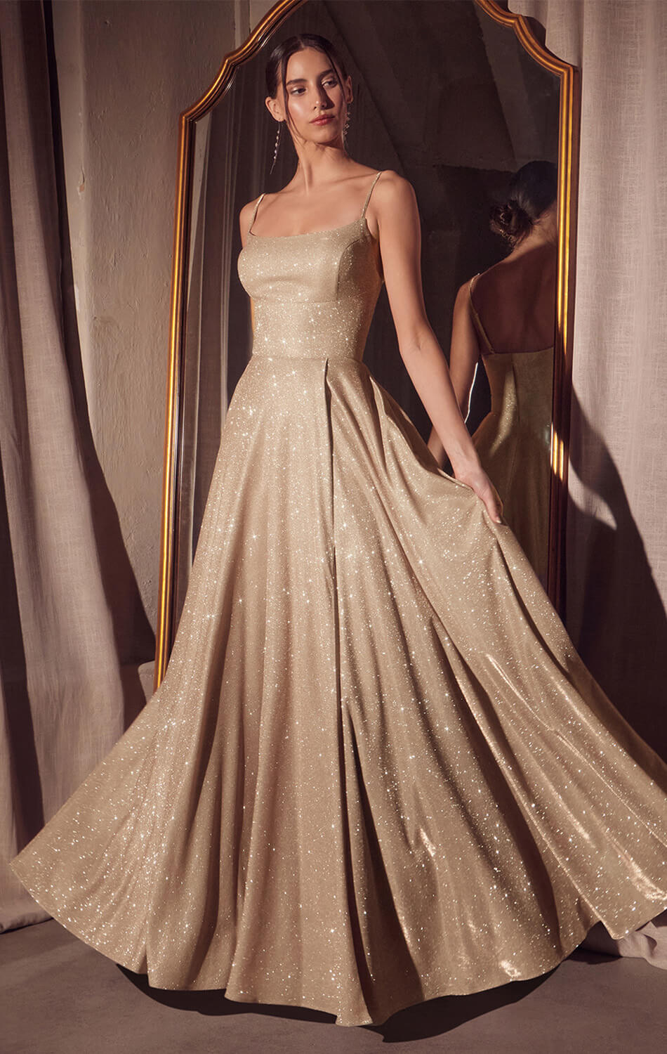 Eileen Gown - Elegant Glittery Drape Formal Dress-Vavasi