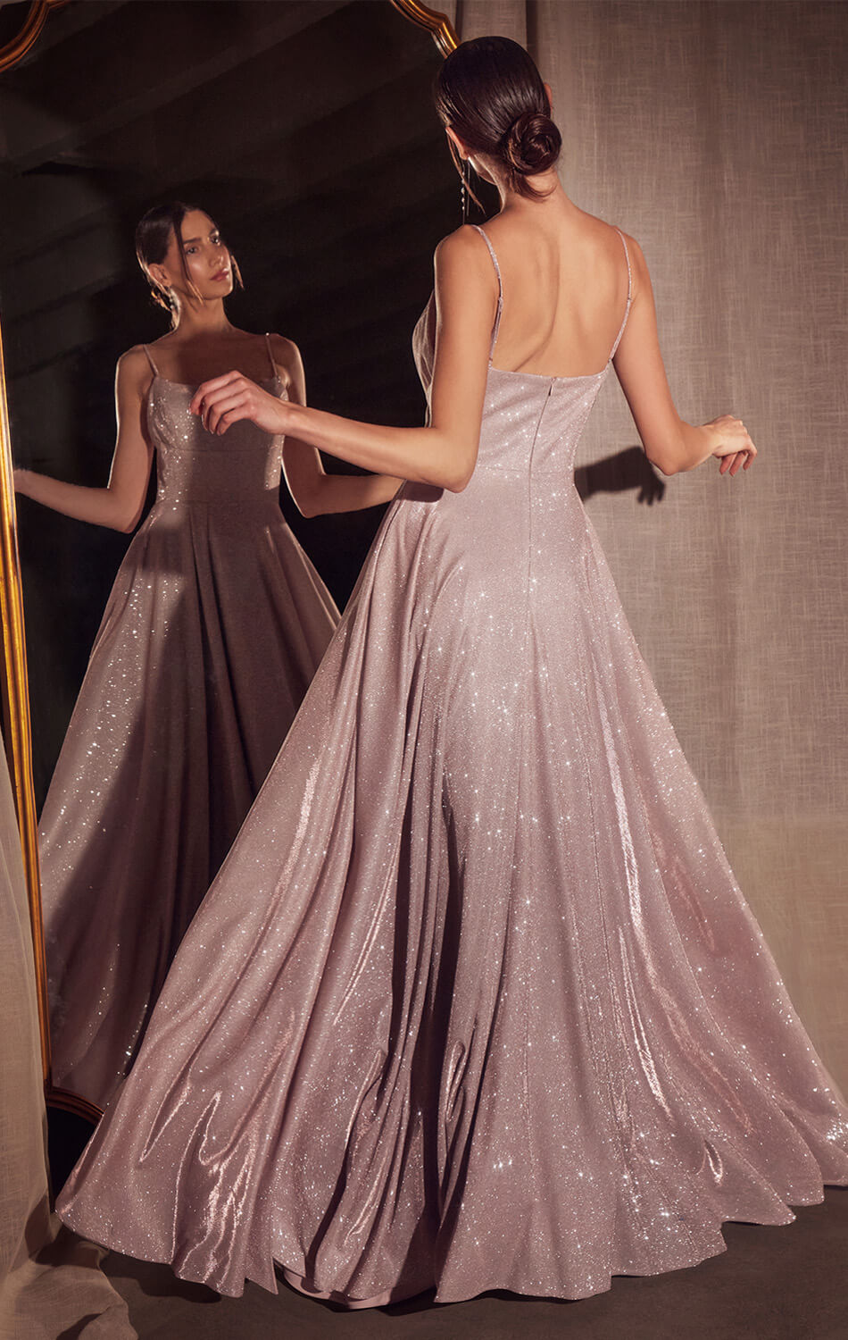 Eileen Gown - Elegant Glittery Drape Formal Dress-Vavasi