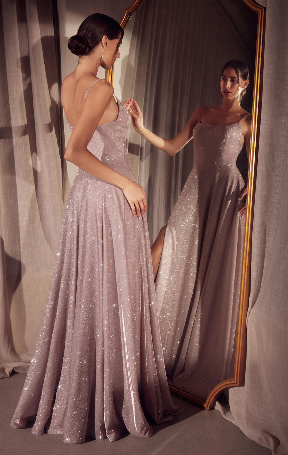 Eileen Gown - Elegant Glittery Drape Formal Dress-Vavasi