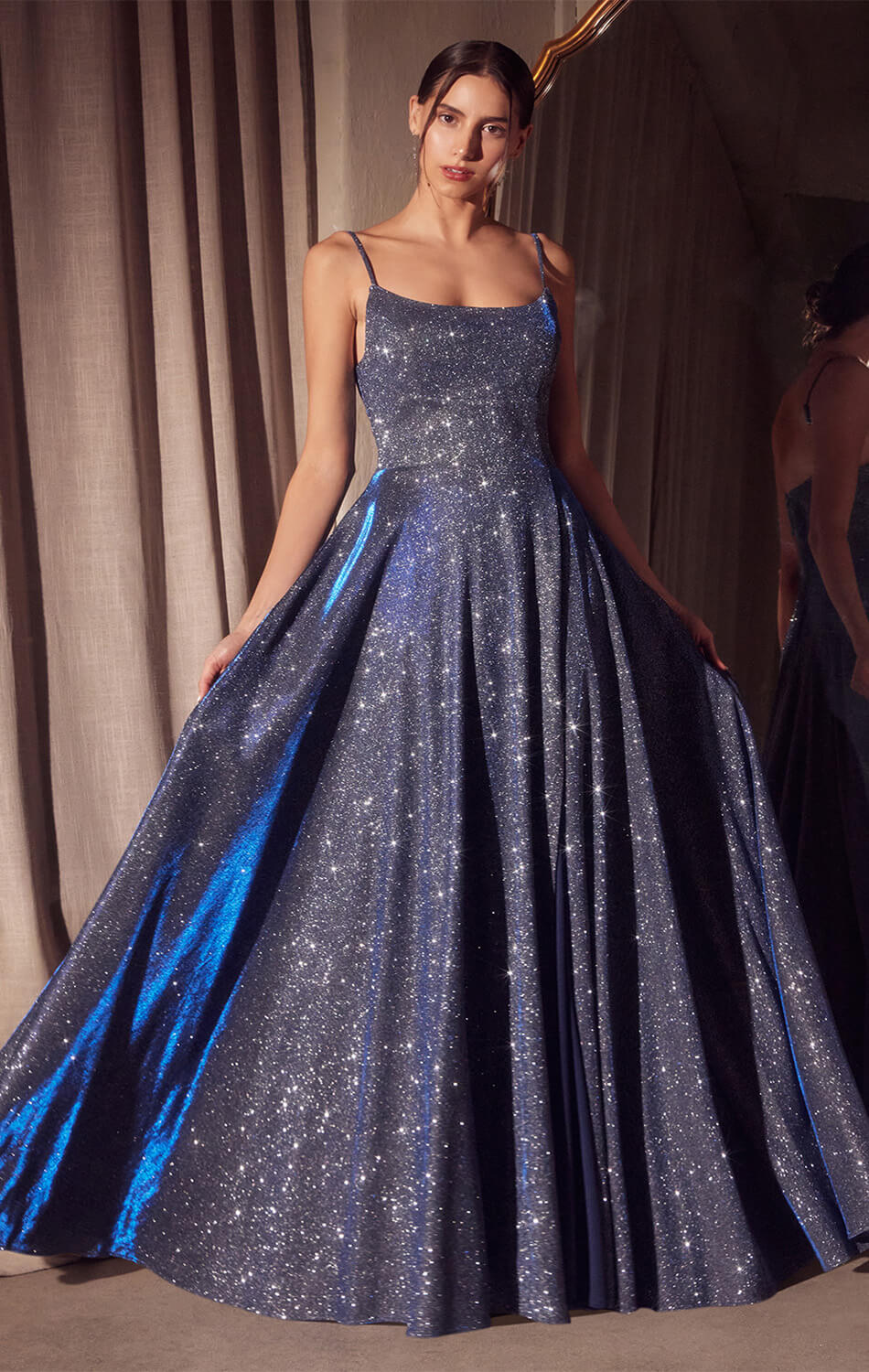 Eileen Gown - Elegant Glittery Drape Formal Dress-Vavasi