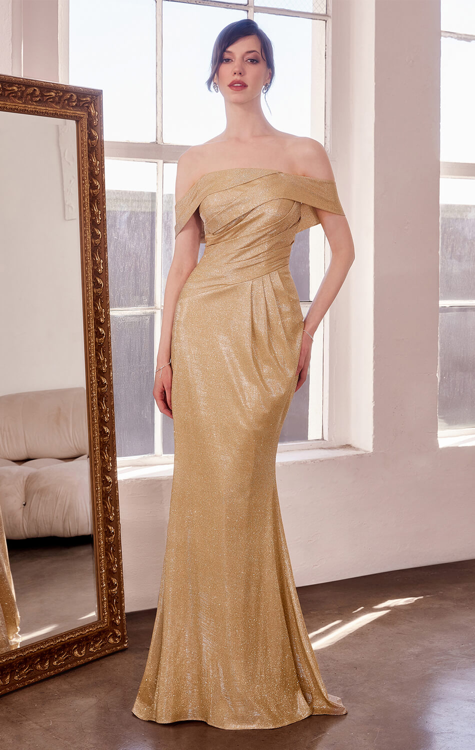 Starlet Gown - Off-the-Shoulder Pleated Dress-Vavasi