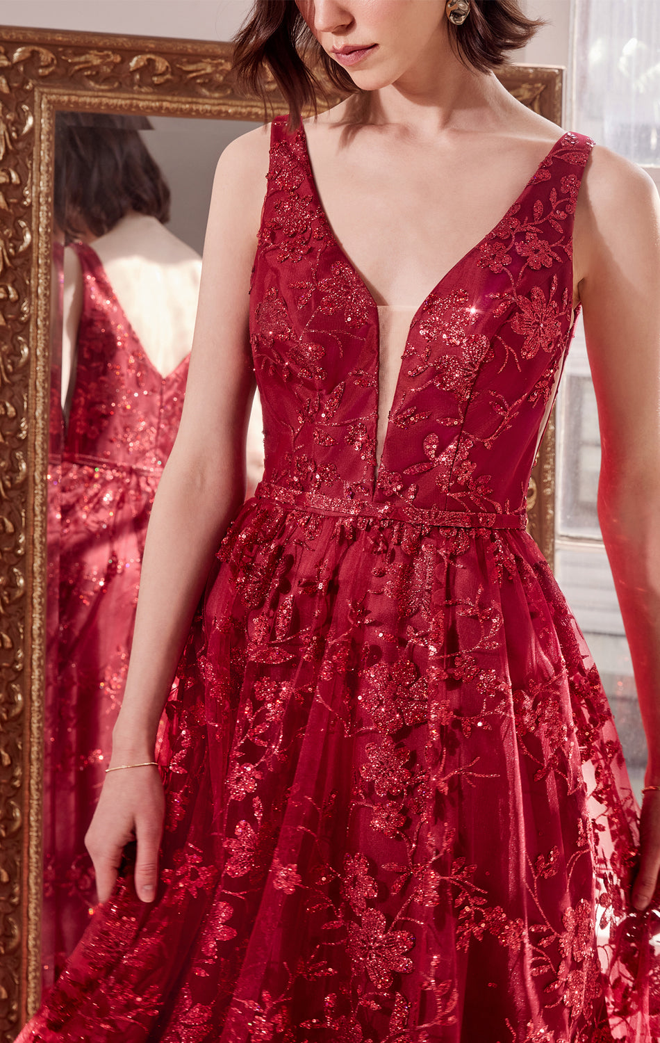 ARIELLE GLITTER TULLE GOWN-Vavasi