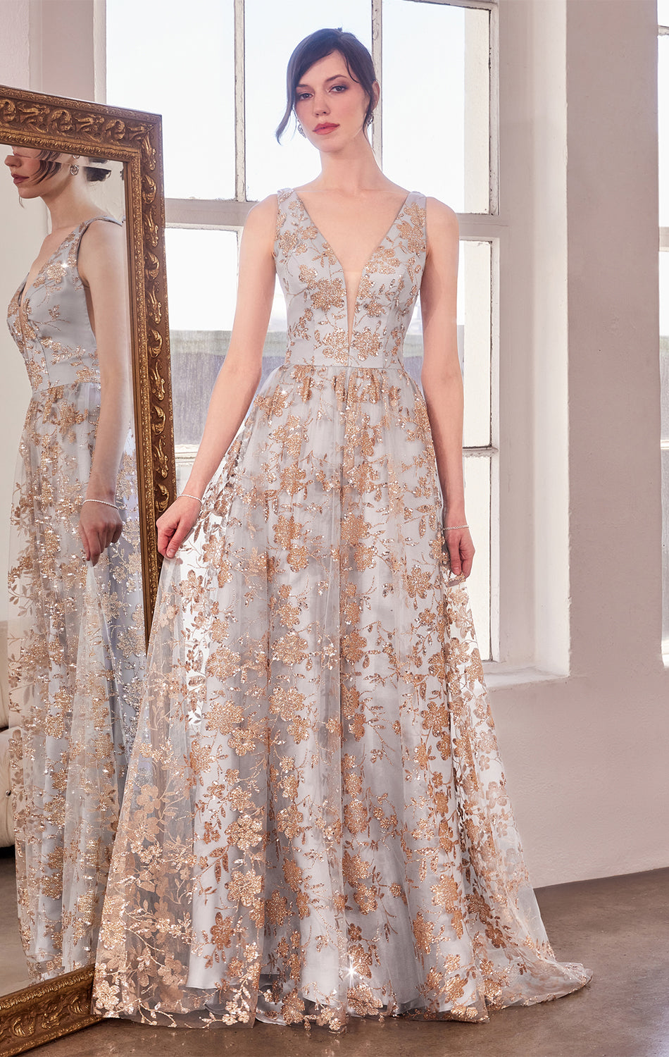 ARIELLE GLITTER TULLE GOWN-Vavasi