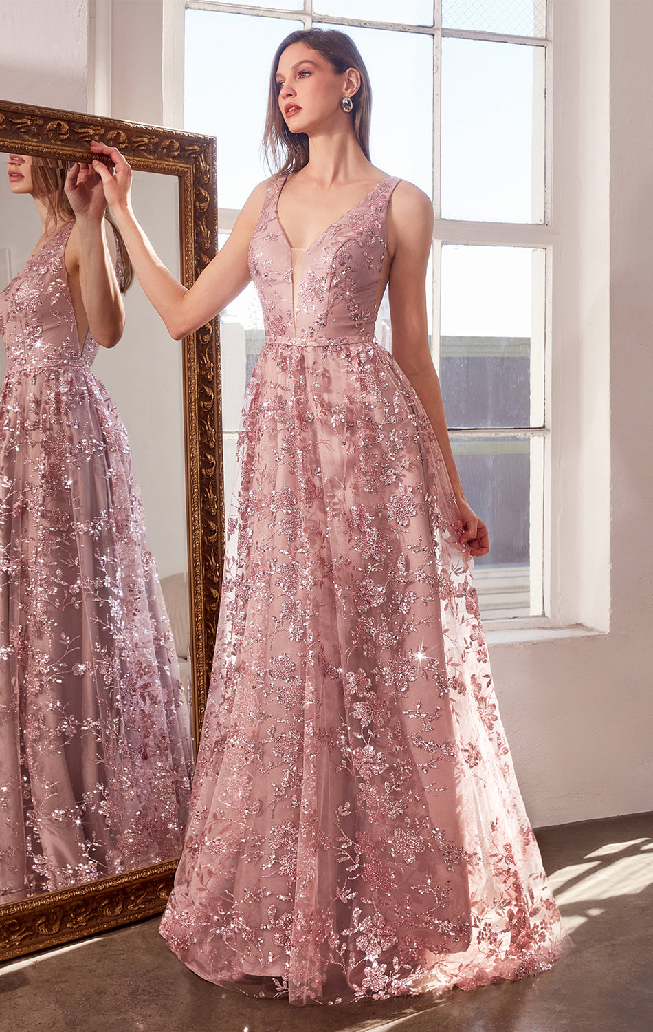 ARIELLE GLITTER TULLE GOWN-Vavasi