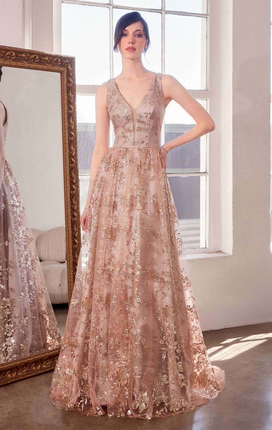 ARIELLE GLITTER TULLE GOWN-Vavasi