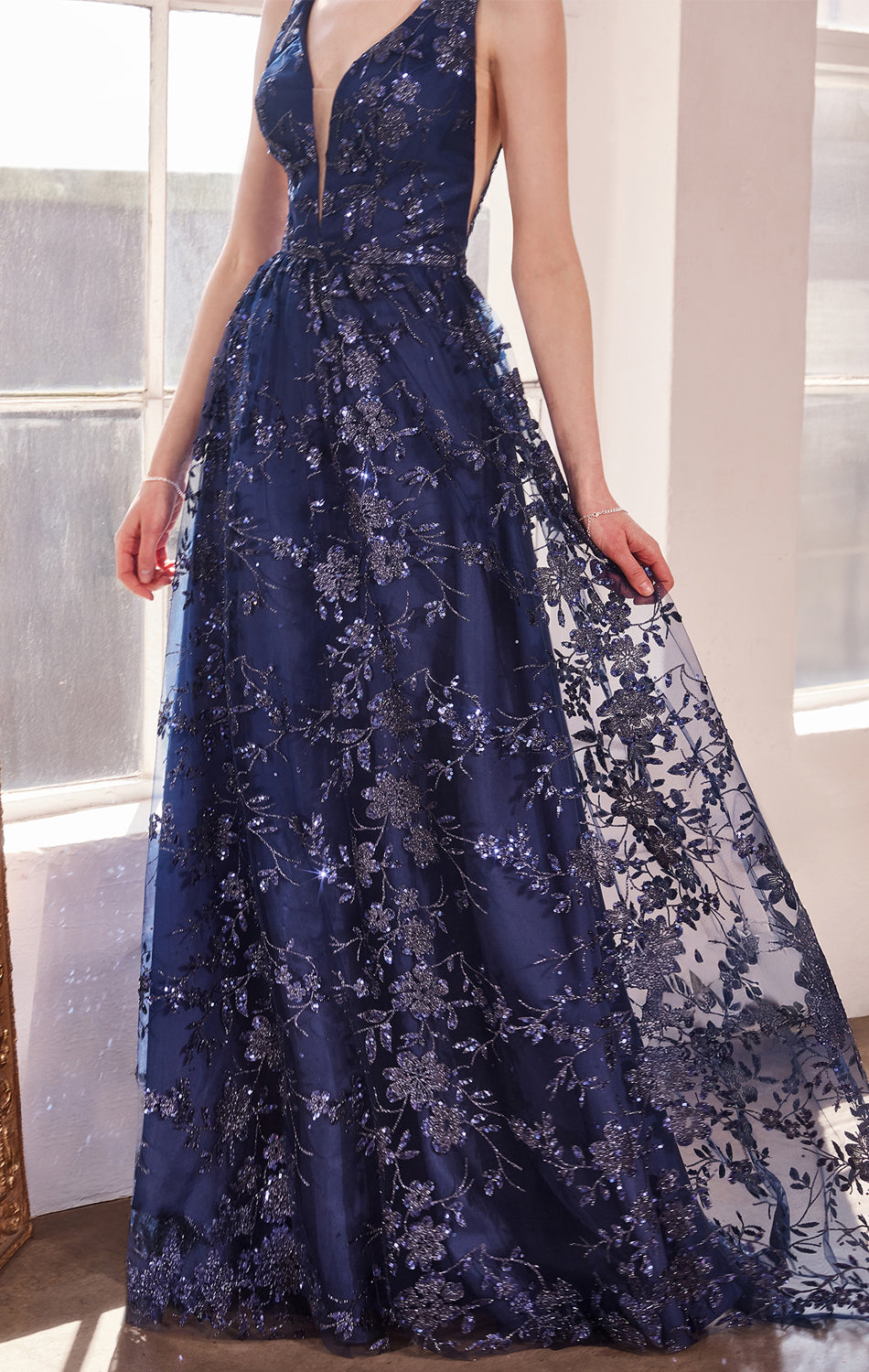 ARIELLE GLITTER TULLE GOWN-Vavasi