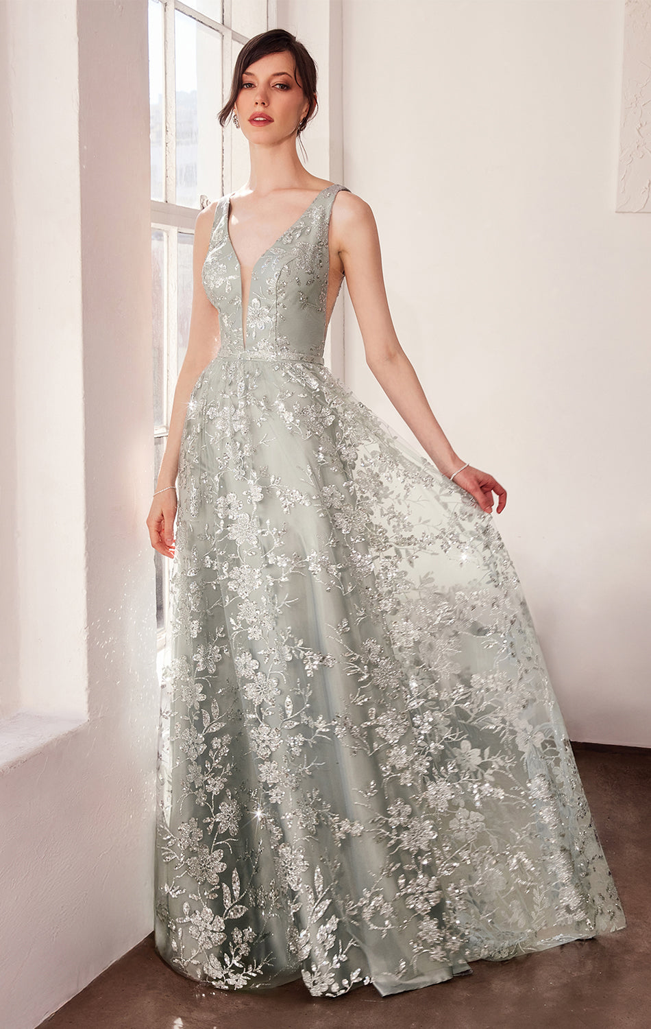 ARIELLE GLITTER TULLE GOWN-Vavasi