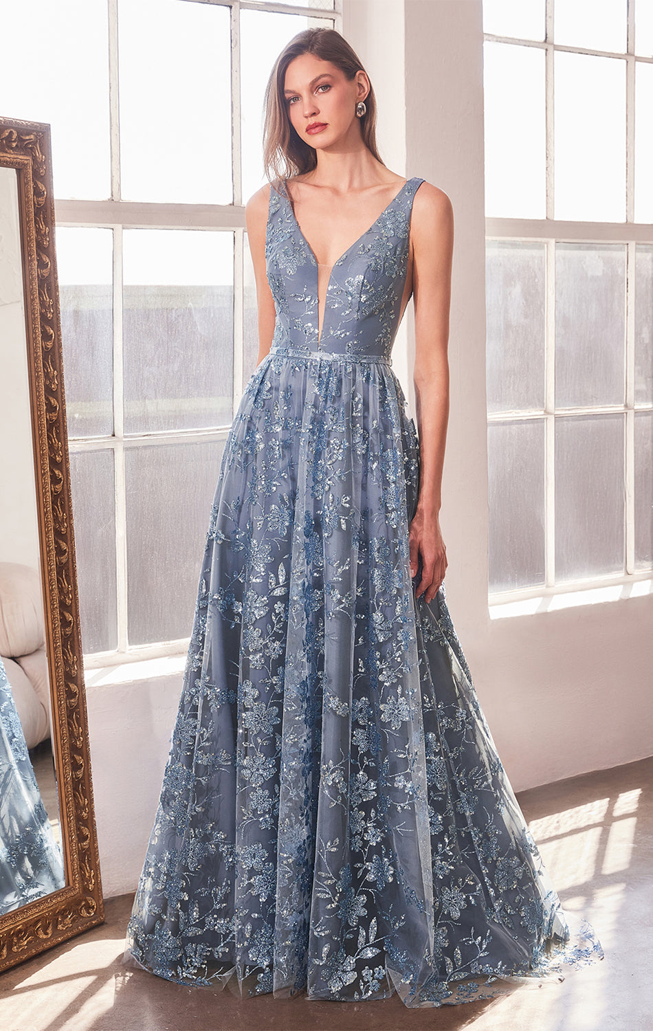 ARIELLE GLITTER TULLE GOWN-Vavasi