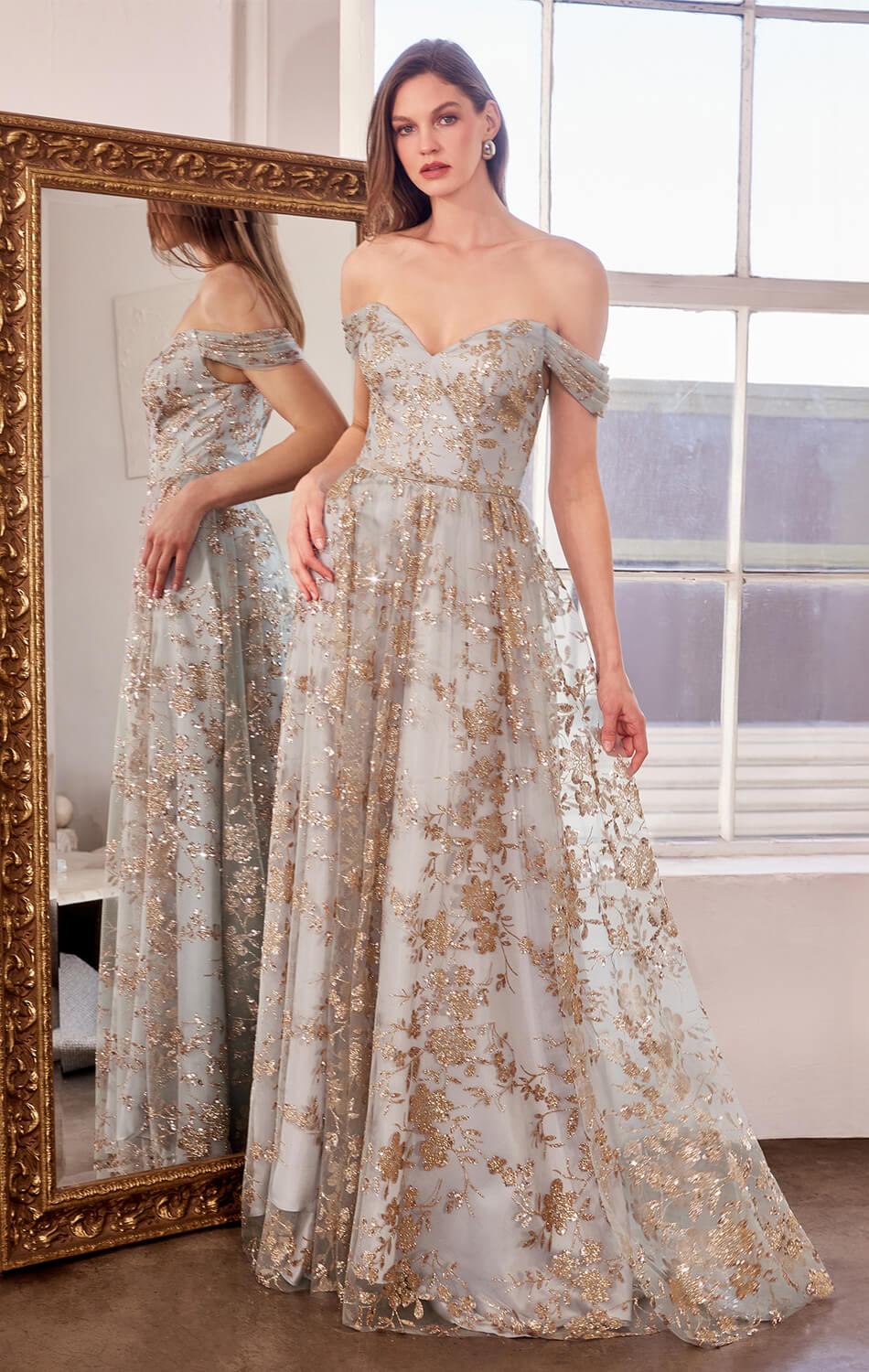 Veronica Gown - Glitter Print Long A-line Dress-Vavasi