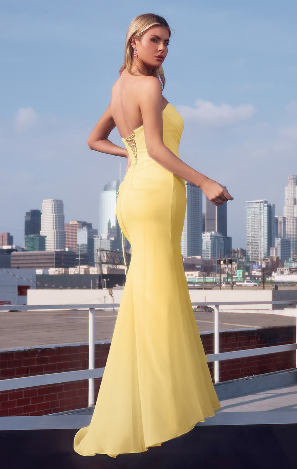 Haven Gown - Chiffon Fitted Long Strapless Dress-Vavasi