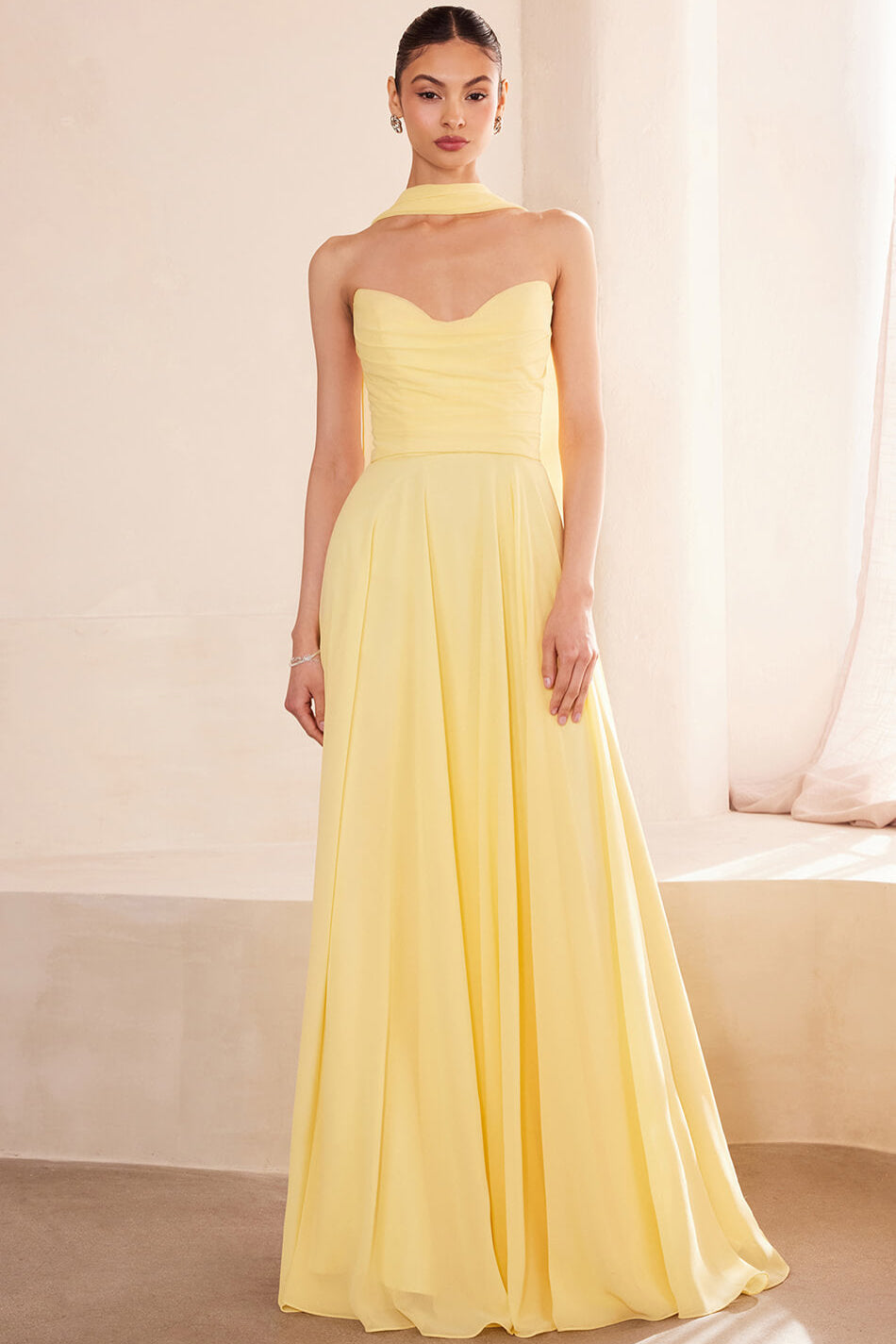 Ella Gown - A-line Strapless Chiffon Dress-Vavasi