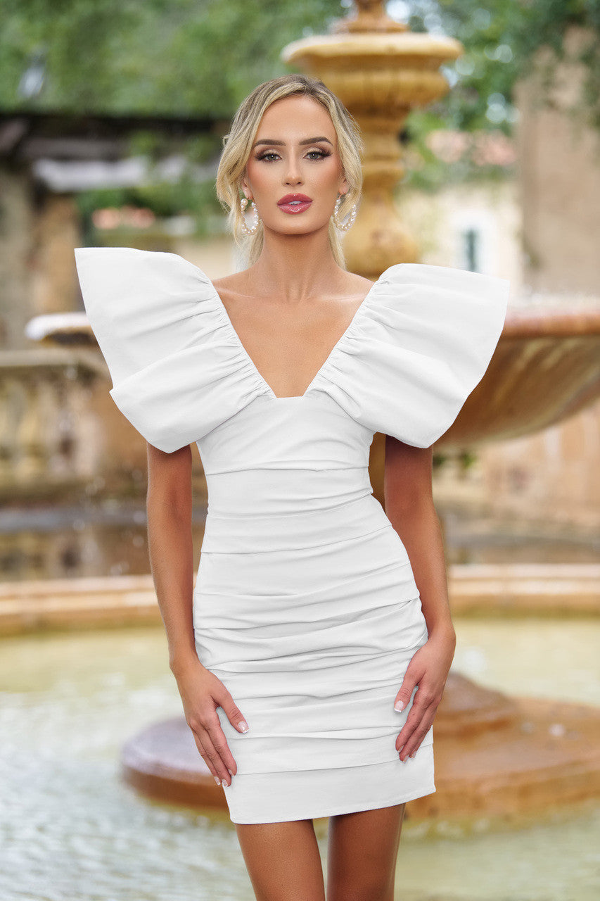 Tess Mini Dress - White-Vavasi