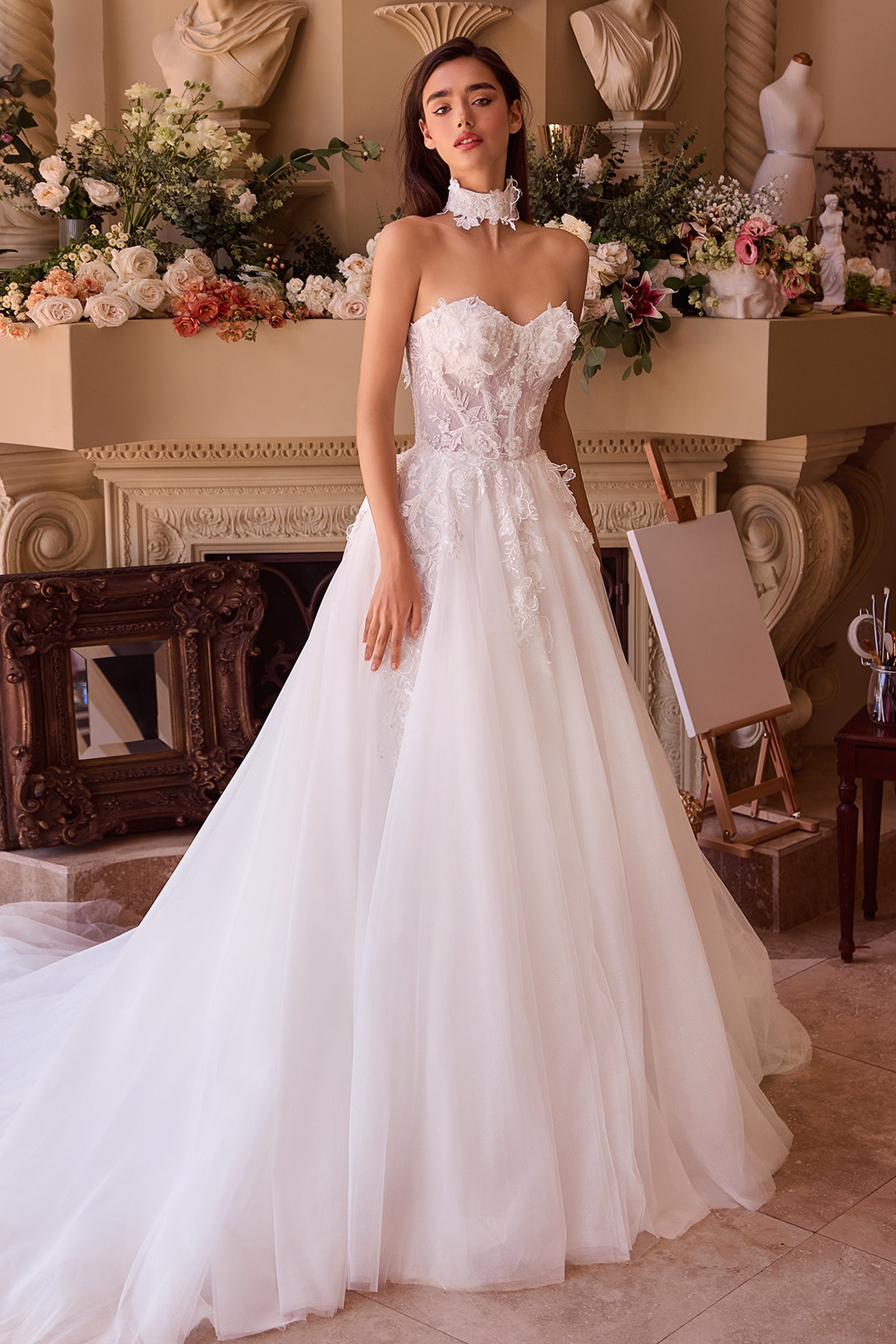 WL041 - Strapless Lace & Tulle Wedding Ball Gown - Andrea & Leo-Vavasi