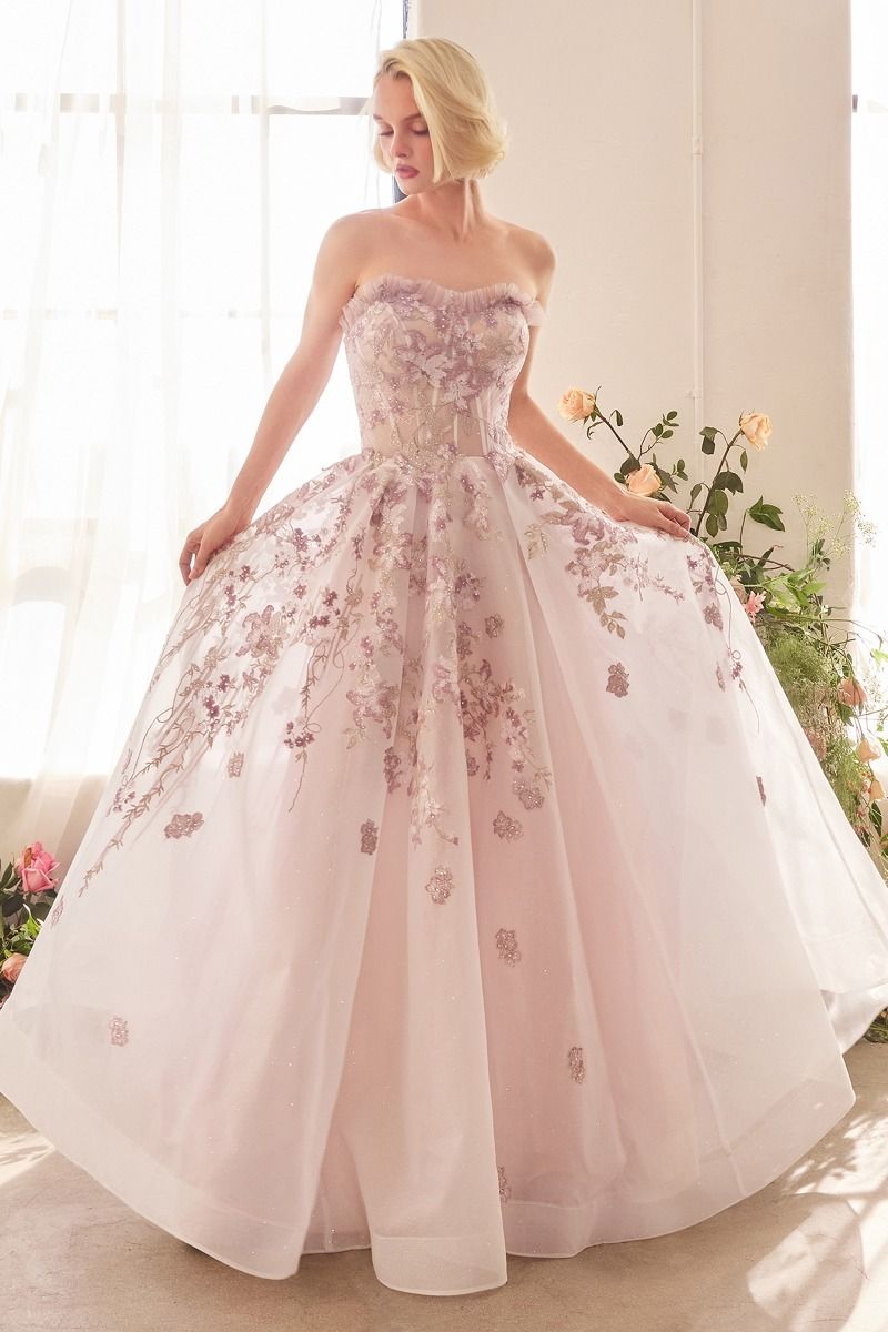 A1455 - ROMANCE EMBROIDERY A-LINE CORSET GOWN - Andrea & Leo-Vavasi