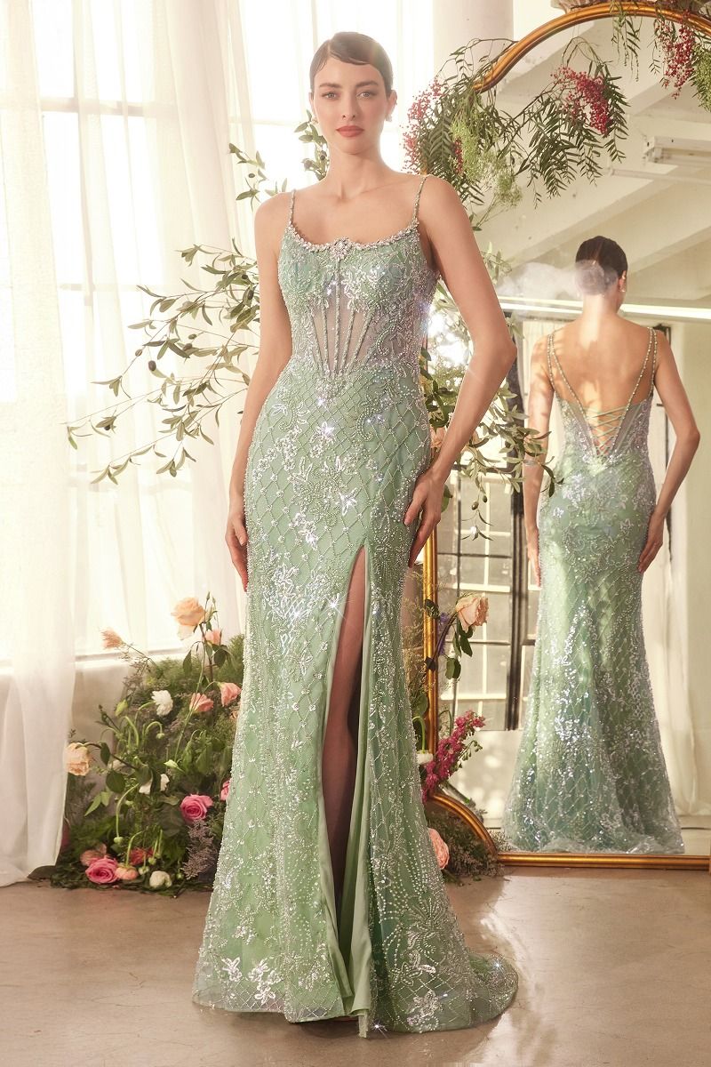 A1470 - CRYSTAL NECKLINE BEADED GOWN - Andrea & Leo-Vavasi