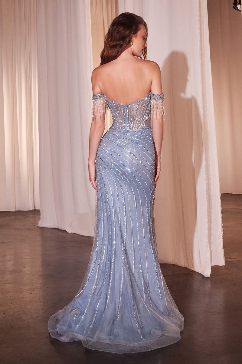 Paris Gown - FULLY EMBELLISHED OFF THE SHOULDER EVENING GOWN-Vavasi