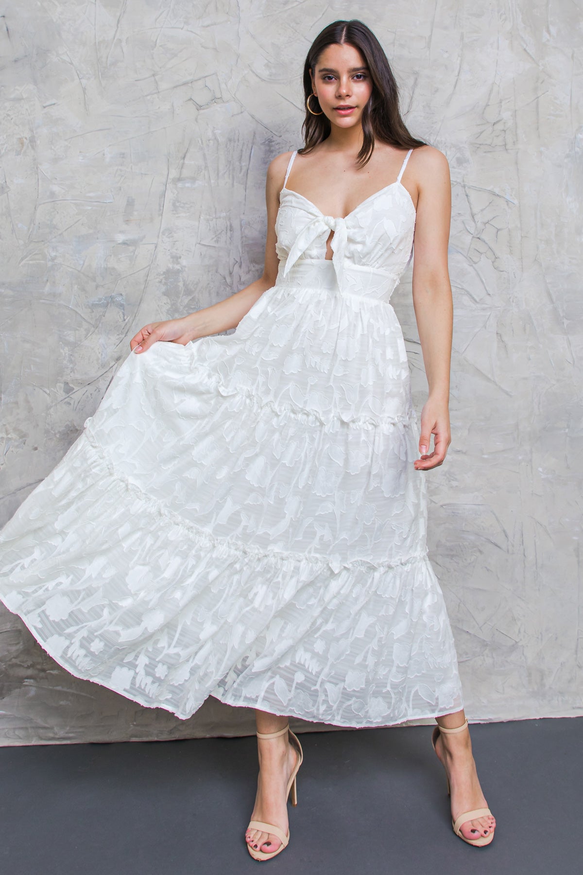 DAY DATE TEXTURED TIE FRONT DRESS-Vavasi