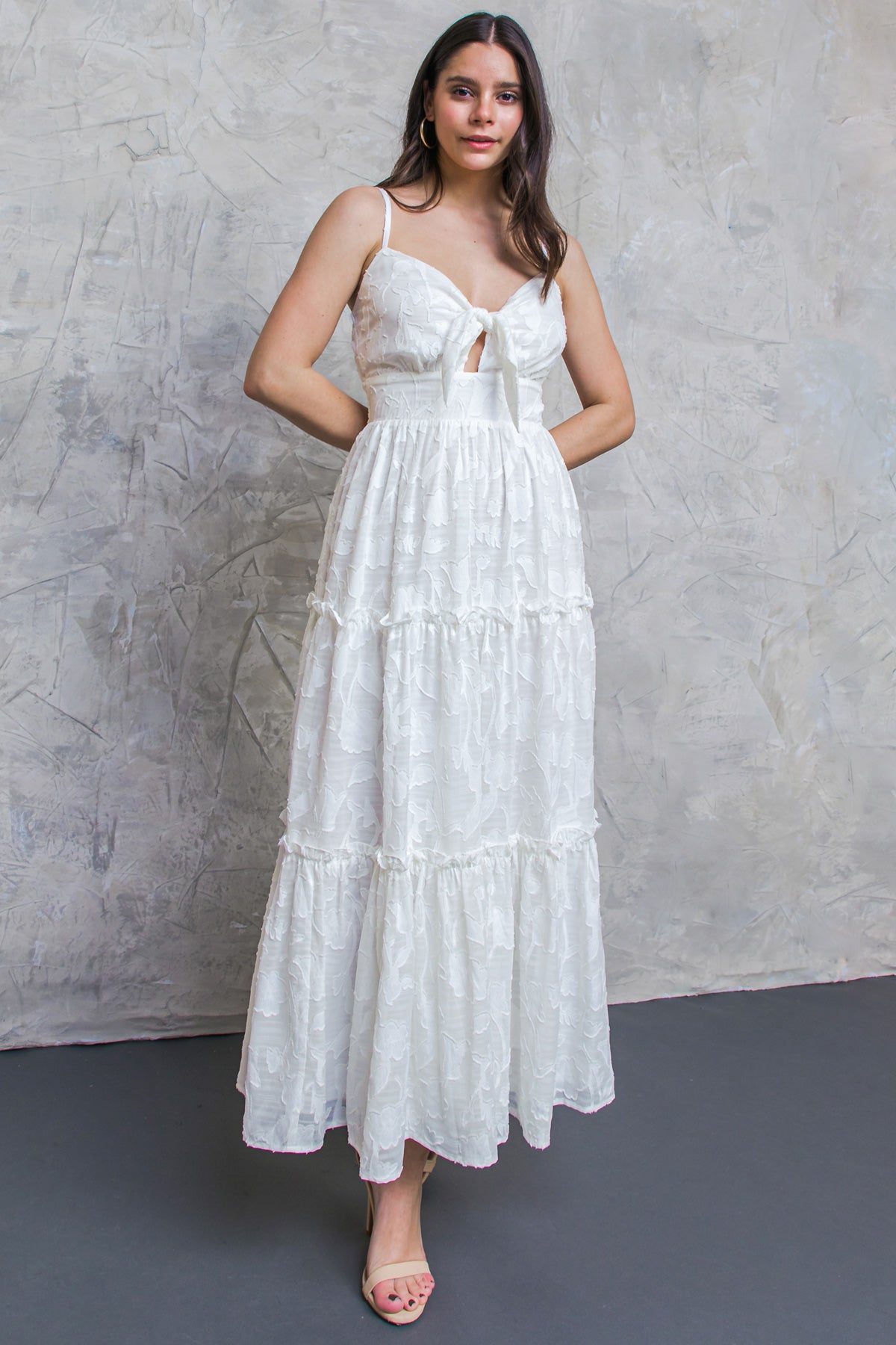 DAY DATE TEXTURED TIE FRONT DRESS-Vavasi