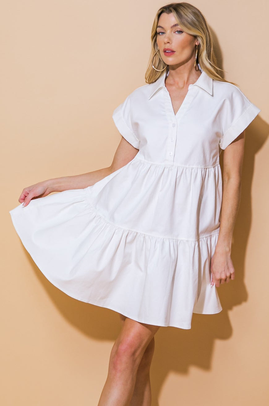TIMELESS BEAUTY - WHITE SWING DRESS-Vavasi
