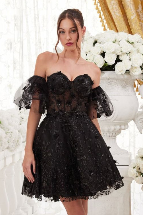 Evie Mini Dress - FLORAL STRAPLESS SHORT DRESS-Vavasi