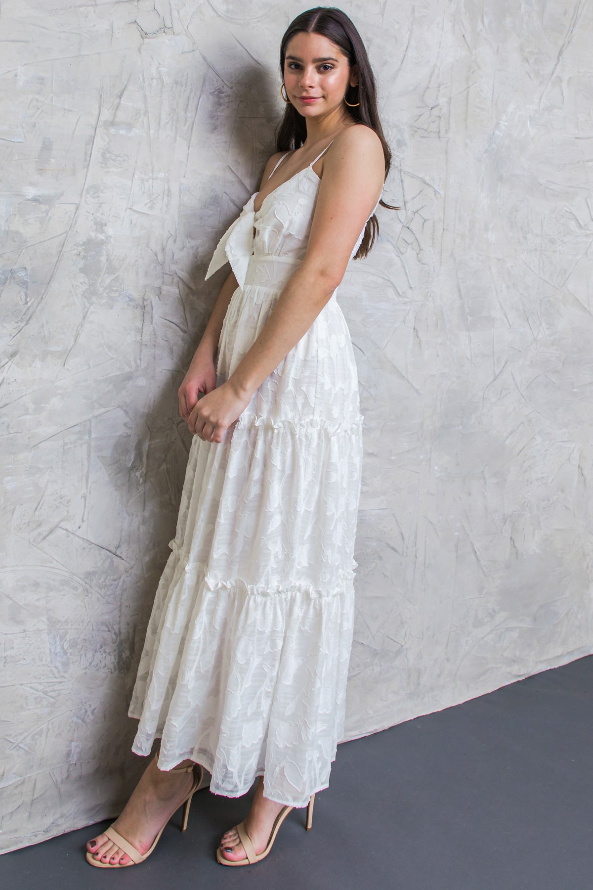 DAY DATE TEXTURED TIE FRONT DRESS-Vavasi