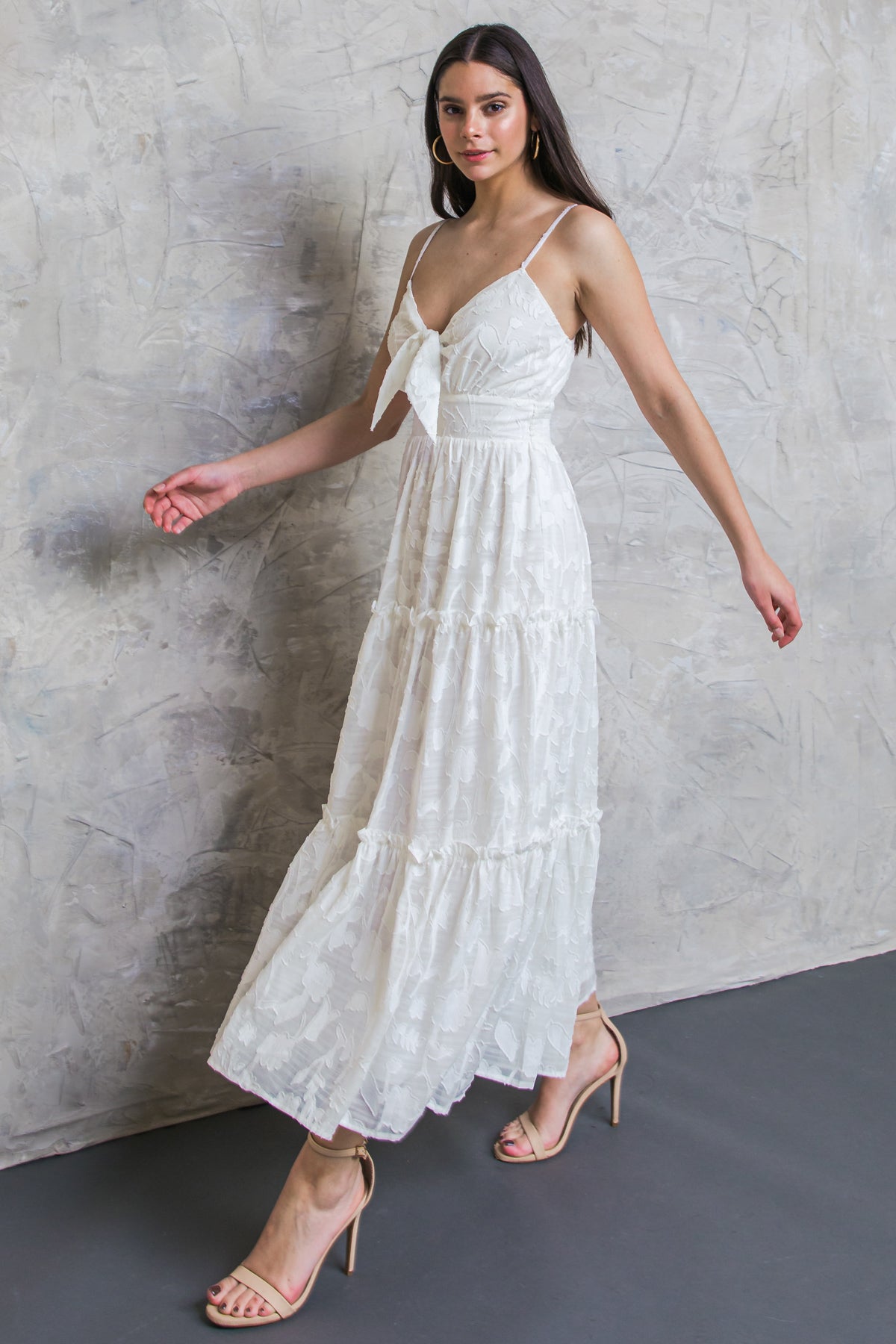 DAY DATE TEXTURED TIE FRONT DRESS-Vavasi
