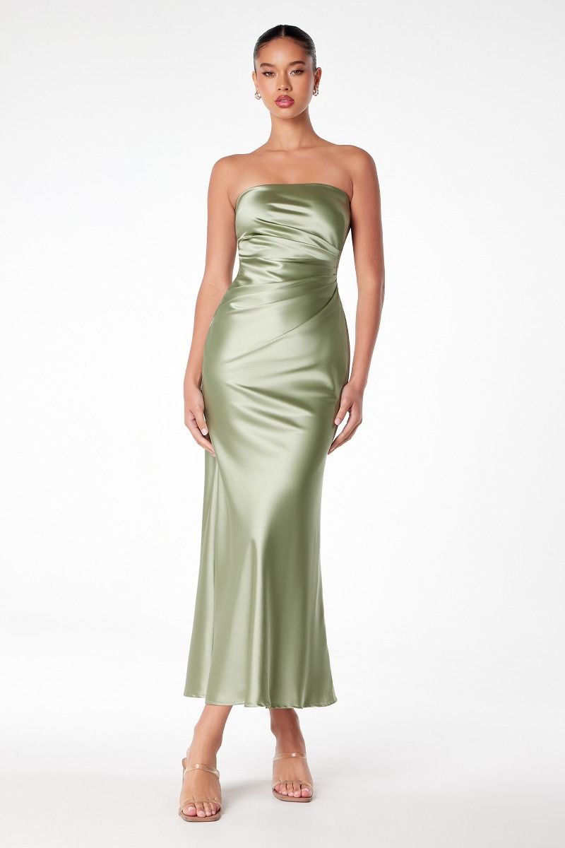 Ruthie Satin Strapless Maxi Dress-Vavasi