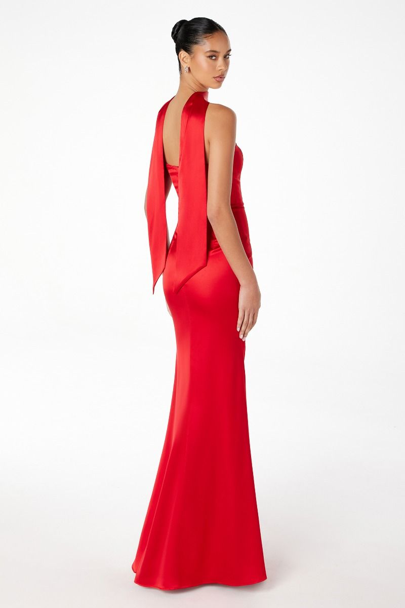 Brynn Maxi Dress - Strapless Fitted Satin Dress-Vavasi