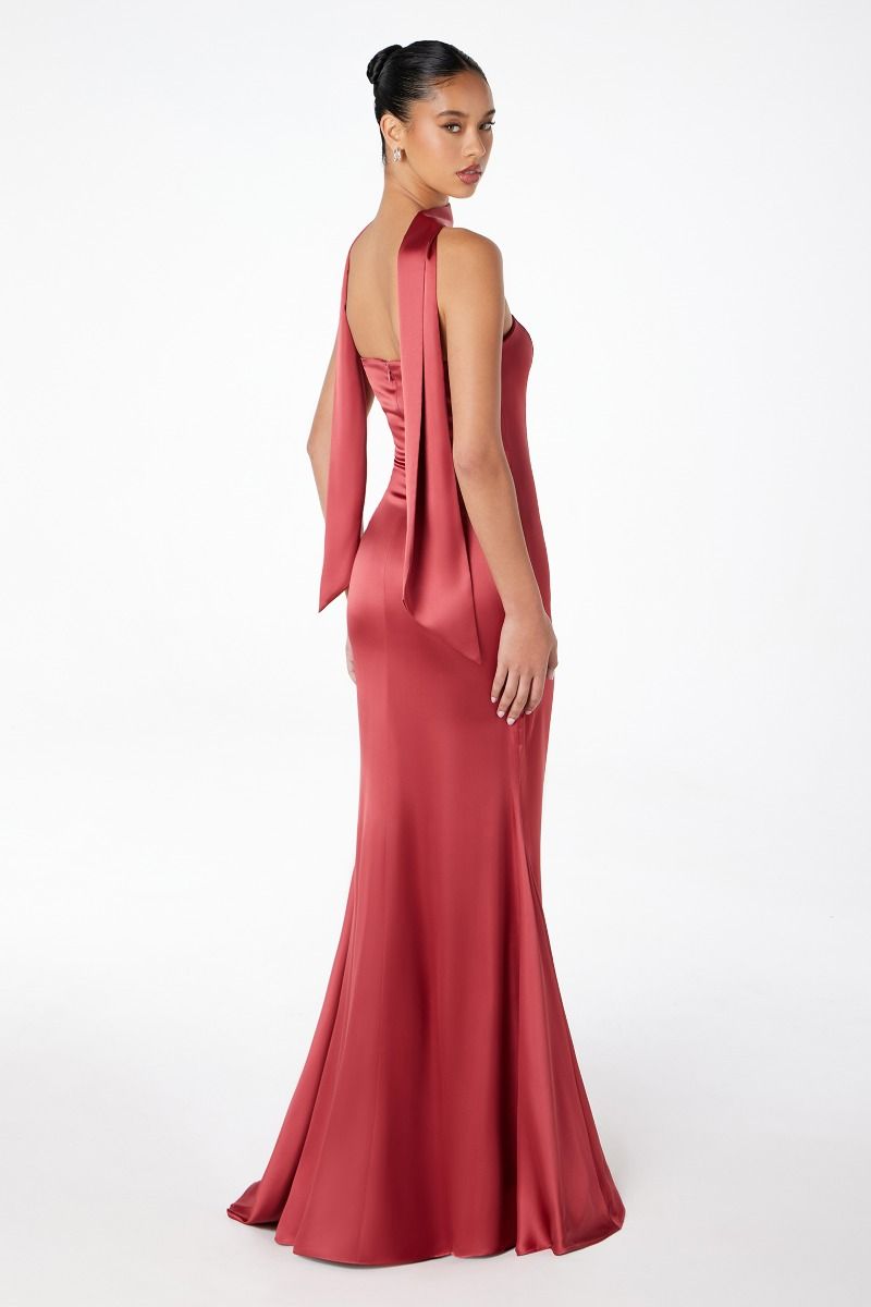 Brynn Maxi Dress - Strapless Fitted Satin Dress-Vavasi