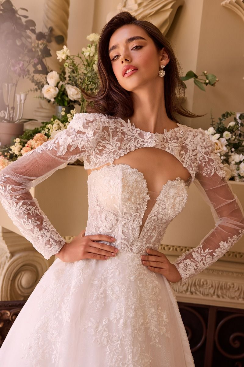 WL037 - Strapless Wedding Ball Gown & Lace Bolero - Andrea & Leo-Vavasi