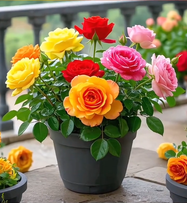 🌹 Double-Flowered Multicolor Rose – One Plant, a Garden of Color! 🎨✨