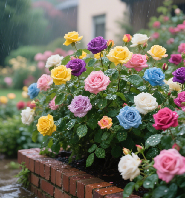 🌹 Double-Flowered Multicolor Rose – One Plant, a Garden of Color! 🎨✨