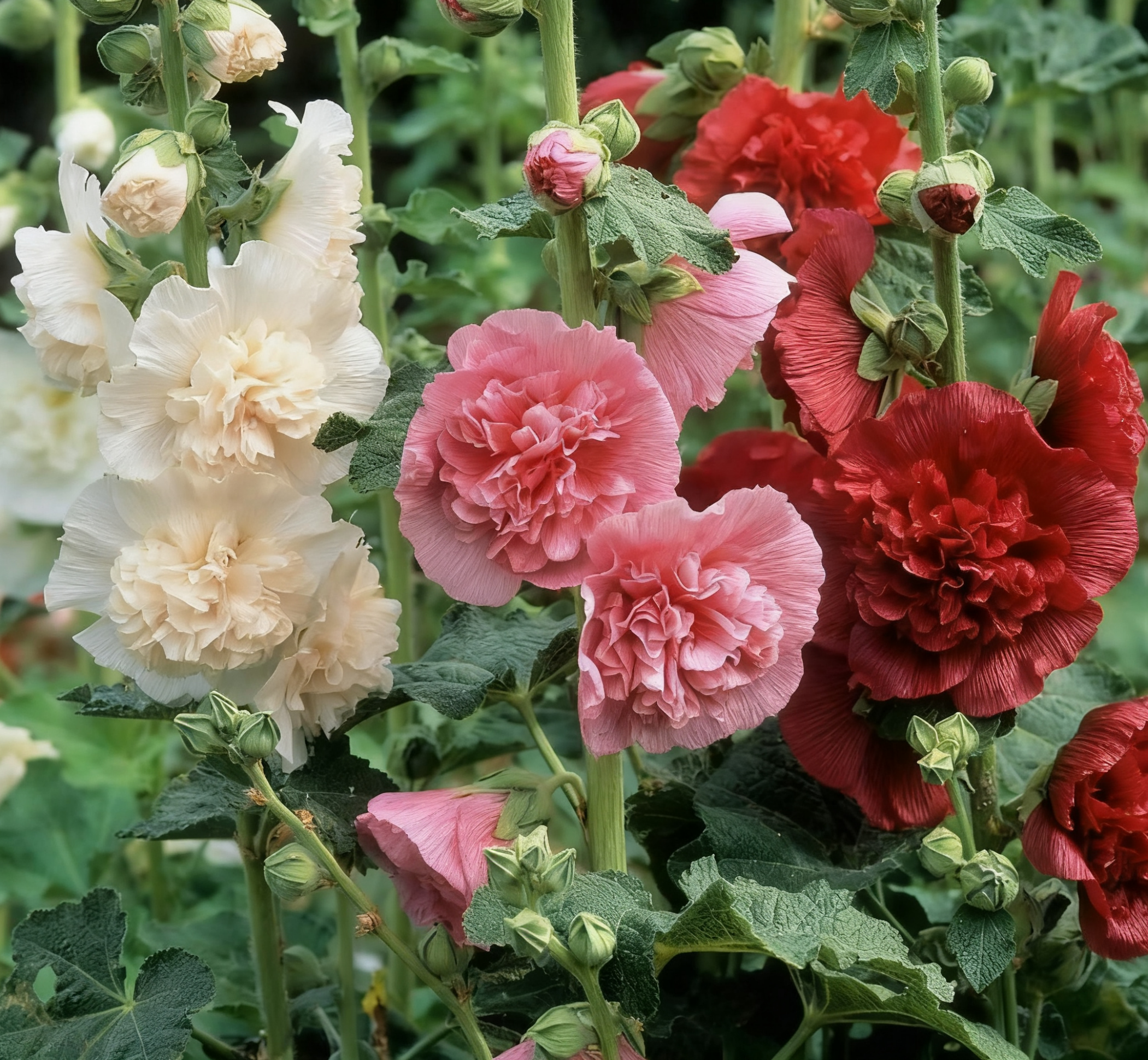 🏆 50K+ SOLD!🌺Double Hollyhock Seeds – Fall & Winter Planting, Perennial Blooms & Stunning Garden Elegance 🍂