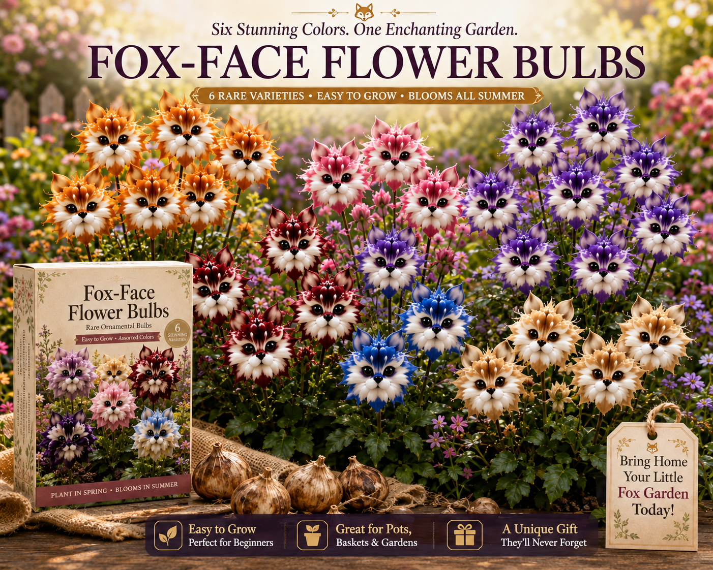 🦊 Fox-Face Flower Bulbs-A Tiny Fox Garden, Blooming Right At Your Door