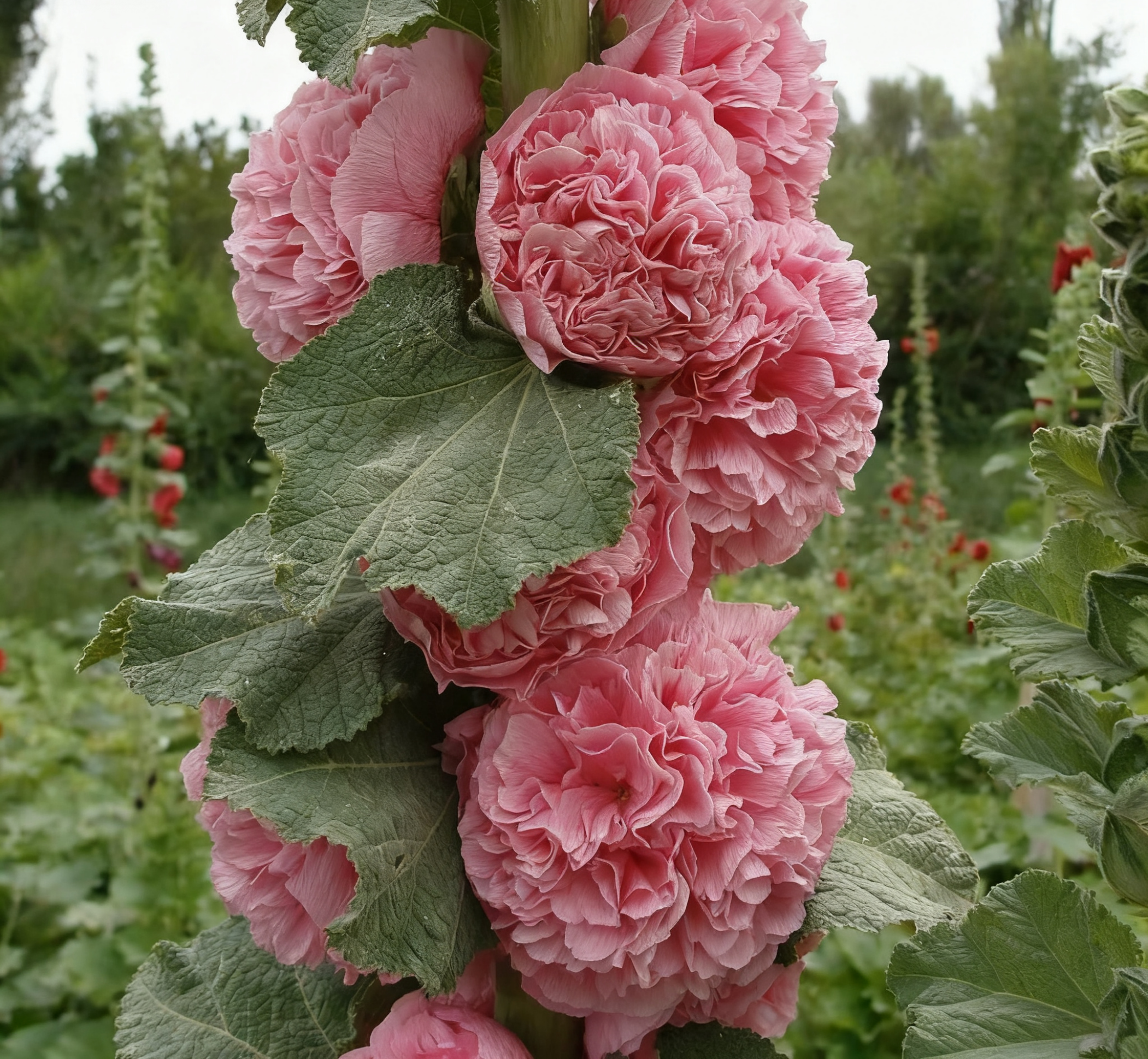 🏆 50K+ SOLD!🌺Double Hollyhock Seeds – Fall & Winter Planting, Perennial Blooms & Stunning Garden Elegance 🍂