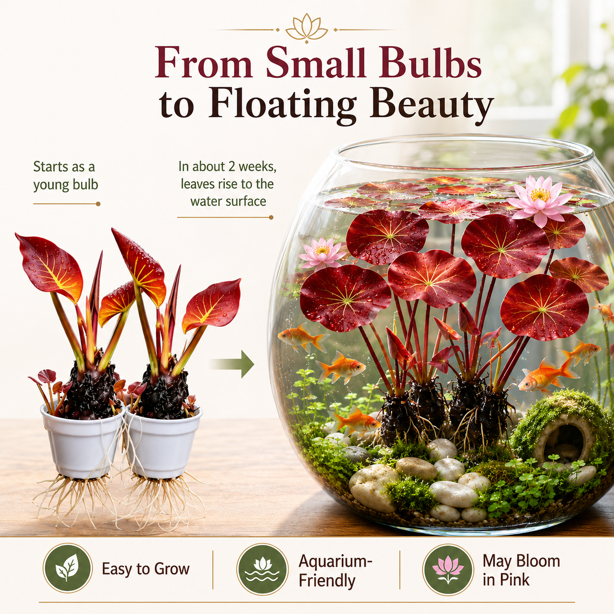 🐟Hydroponic red lotus roots🌿 Turn Your Aquarium into a Living Garden