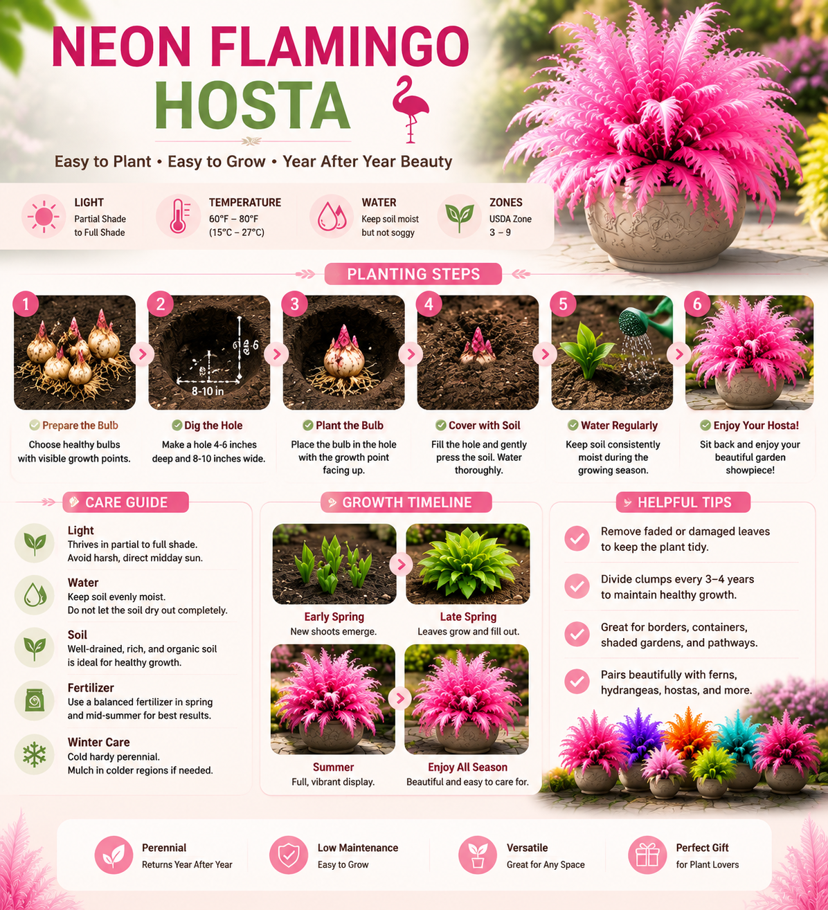 🦩 Neon Flamingo Hosta Bulbs - Bring a Rare Flamingo-Inspired Garden Showpiece to Life