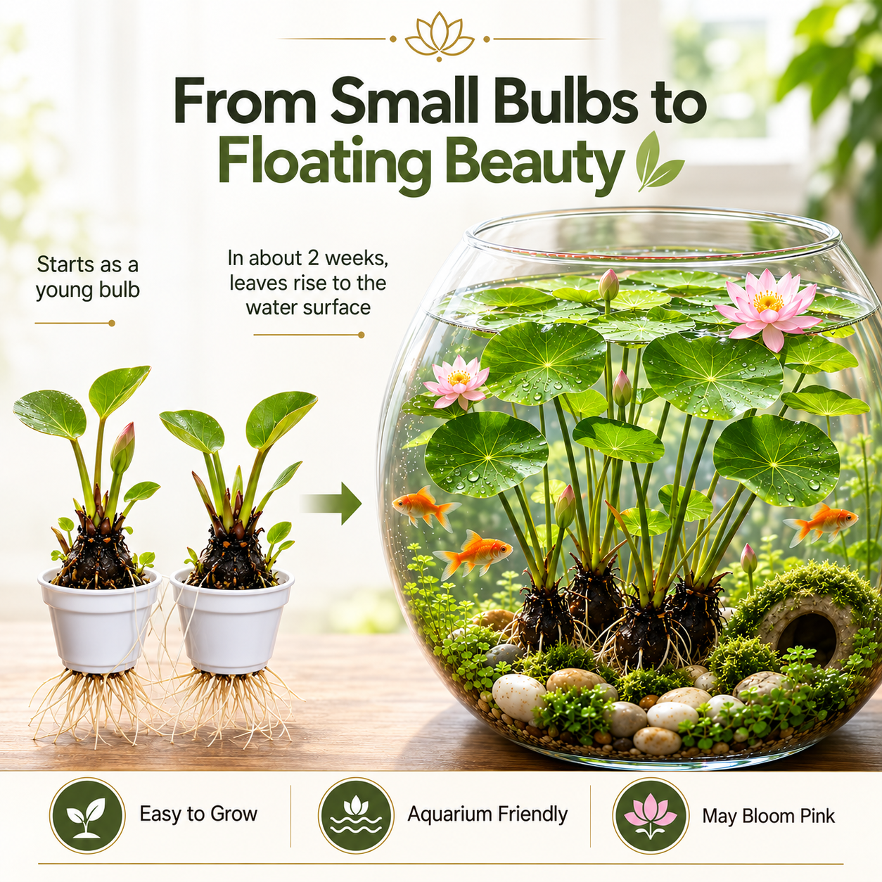 🐟Hydroponic red lotus roots🌿 Turn Your Aquarium into a Living Garden