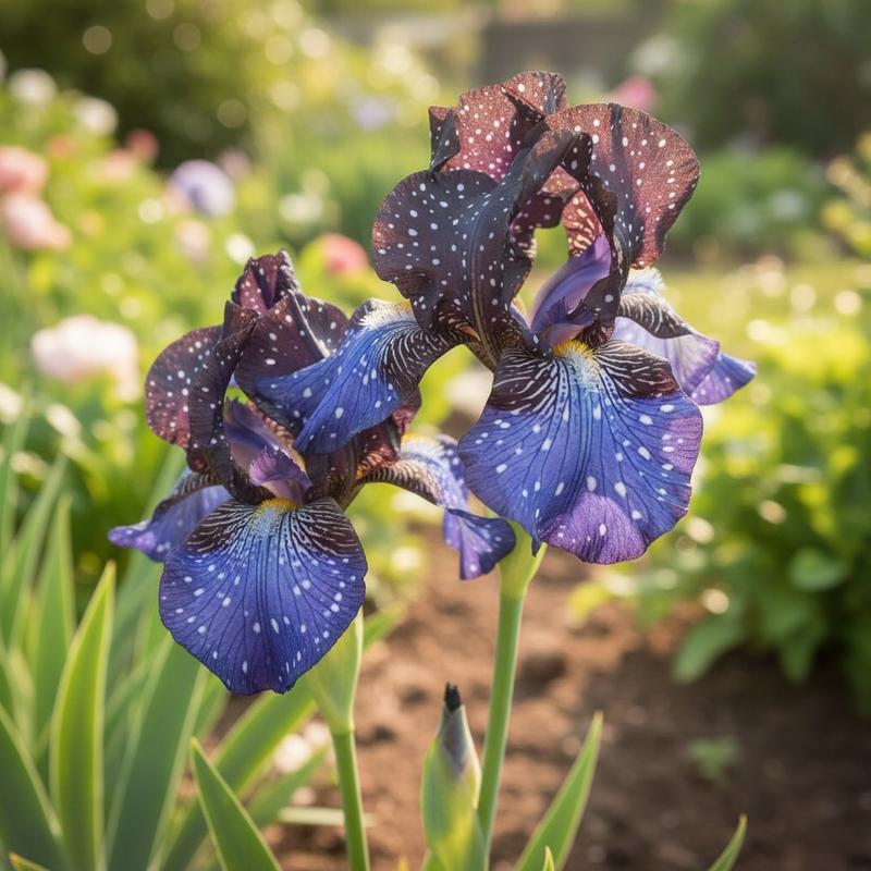 🌌 Galaxy Blue Iris Seeds – Dark Blue Petals with White Speckles