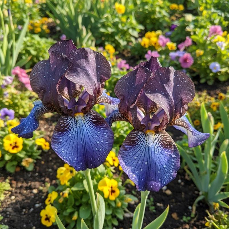 🌌 Galaxy Blue Iris Seeds – Dark Blue Petals with White Speckles