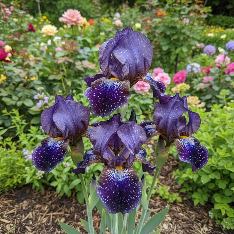 🌌 Galaxy Blue Iris Seeds – Dark Blue Petals with White Speckles