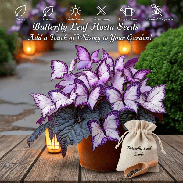 🔥 65K+ SOLD! 🍃🦋 Butterfly Leaf Hosta Seeds: Add a Touch of Whimsy to Your Garden!🌺