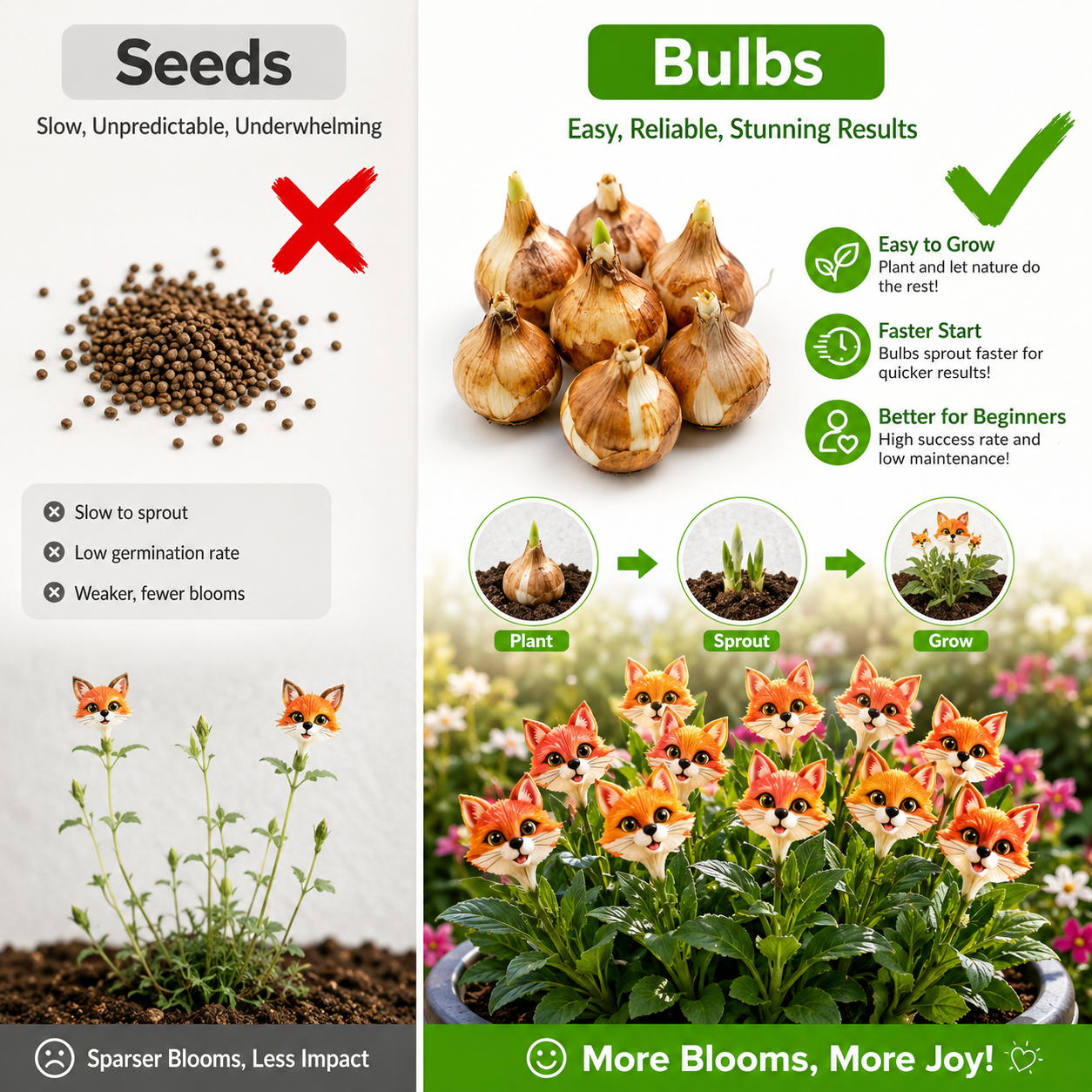 🦊 Fox-Face Flower Bulbs-A Tiny Fox Garden, Blooming Right At Your Door