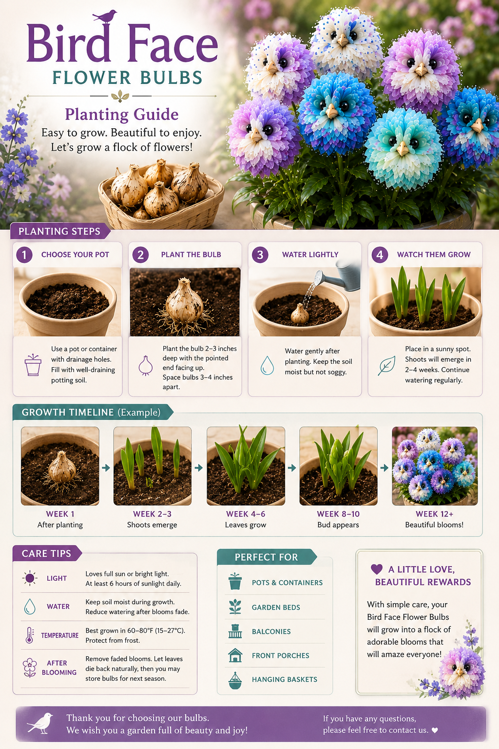 🐦 Rare Bird Face Flower Bulbs-The Extraordinary Flower Everyone Stops To Photograph