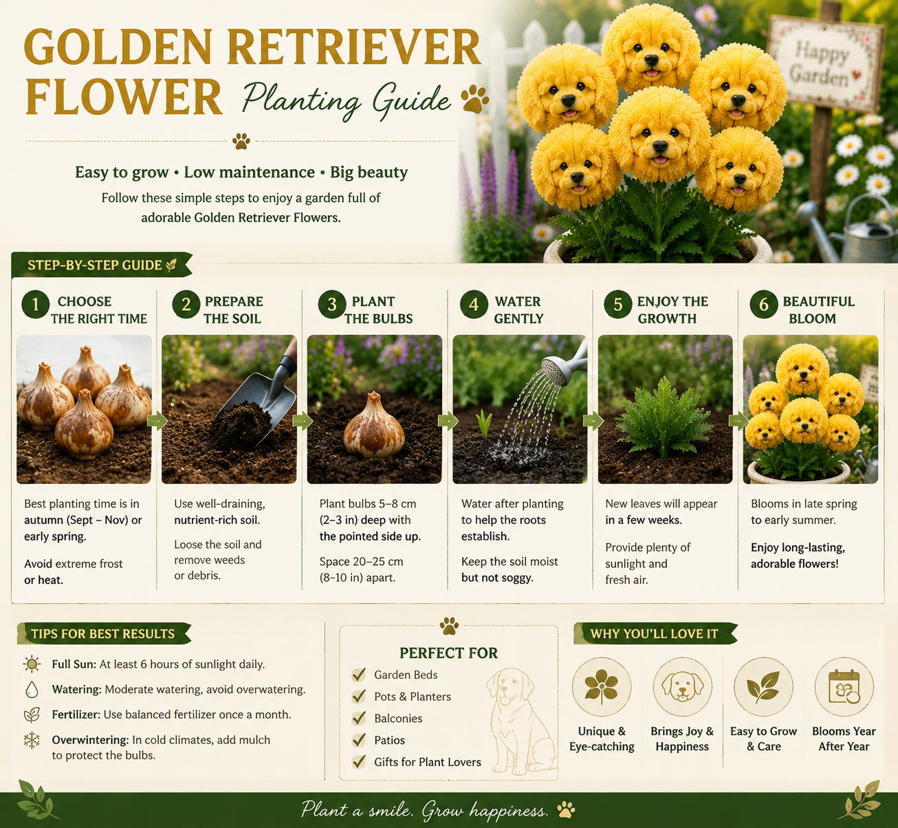 🌼 Golden Retriever Flower Collection - A garden that feels like happiness.