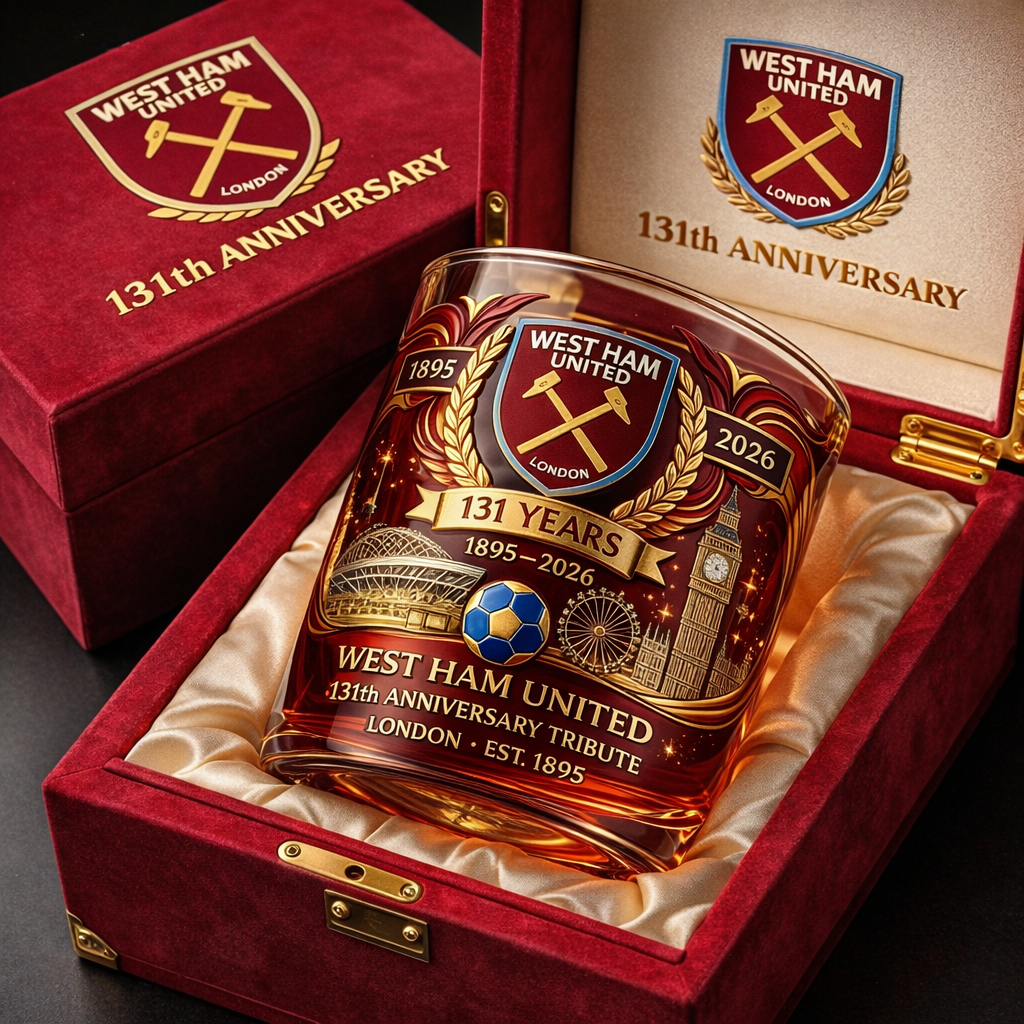⚽ West Ham United Football Club 131th Anniversary Glass 🏆