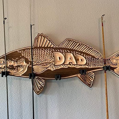 ❤️"DAD" Special Edition - Vintage Wooden Fishing Rod Storage Wall Mount Bracket