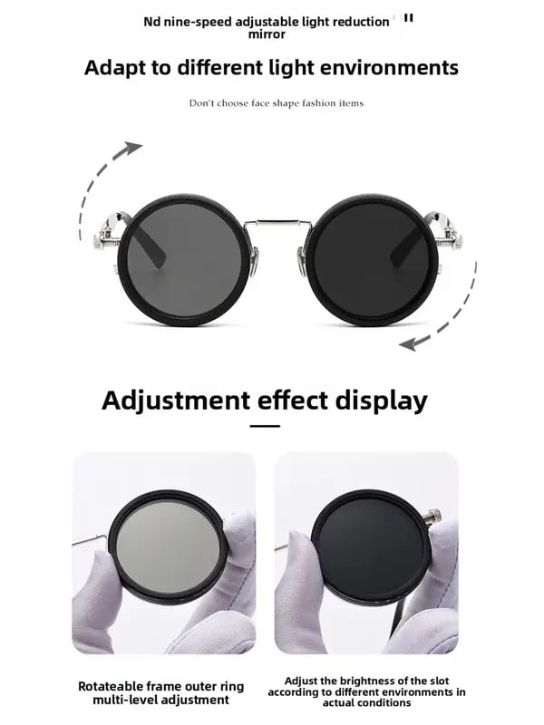 Adjustable 1-9 High Quality Sunglasses Fishing Rounded Polarized Glasses