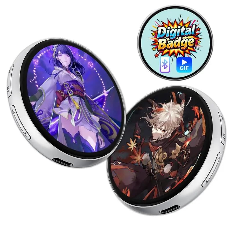 Digital Badge Photo Video GIF Display Screen Pins Pixel Touchscreen Lightweight 500mAh